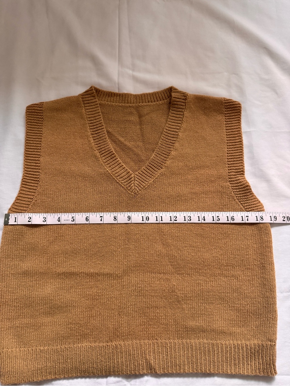 SHEIN Tan V-Neck Knit Sweater Vest - Picture 5 of 6